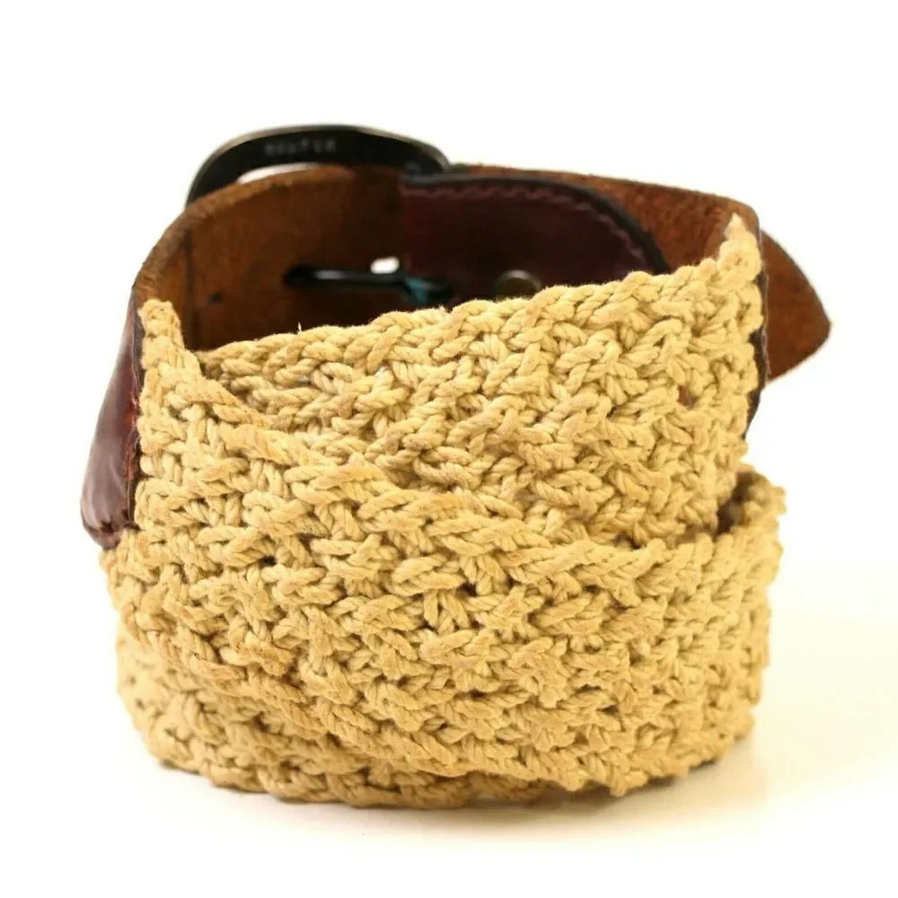 VTG CORD BRAIDED BRAWN GENUINE LEATHER 1 3/4